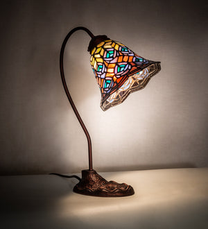 Meyda Tiffany - 247790 - One Light Desk Lamp - Tiffany Peacock Feather - Mahogany Bronze