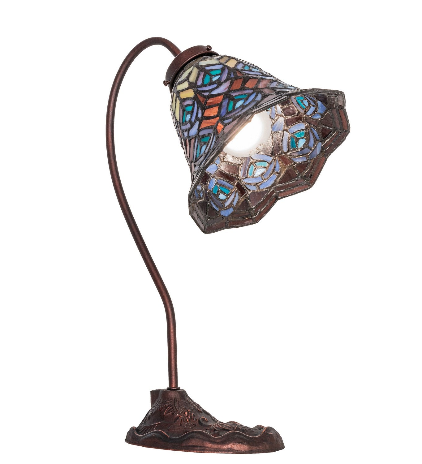 Meyda Tiffany - 247790 - One Light Desk Lamp - Tiffany Peacock Feather - Mahogany Bronze