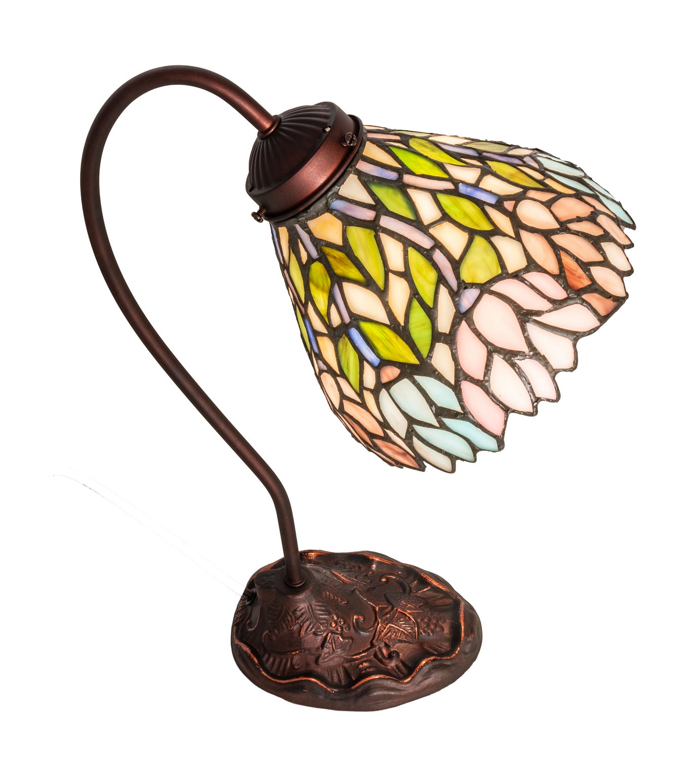 Meyda Tiffany - 247791 - One Light Desk Lamp - Wisteria - Mahogany Bronze