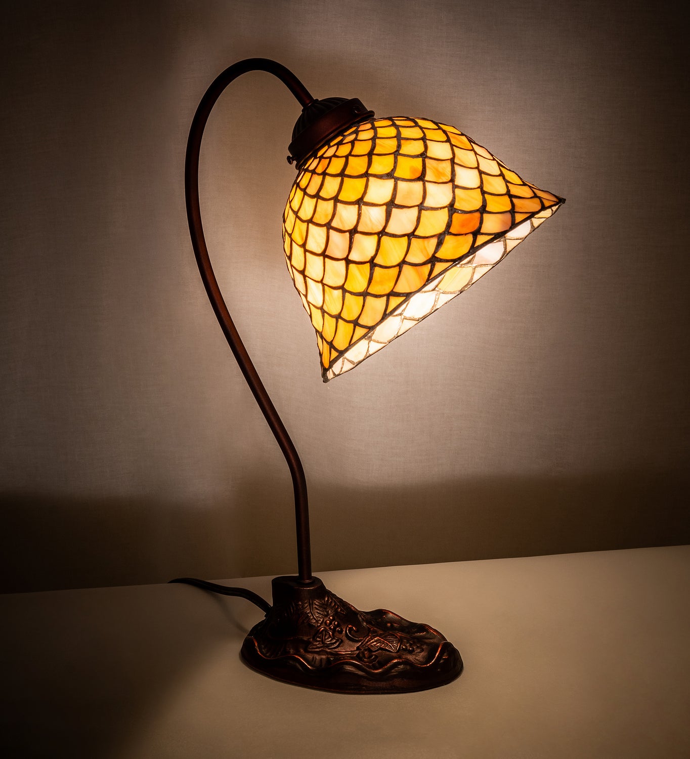 Meyda Tiffany - 247821 - One Light Table Lamp - Tiffany Fishscale - Mahogany Bronze