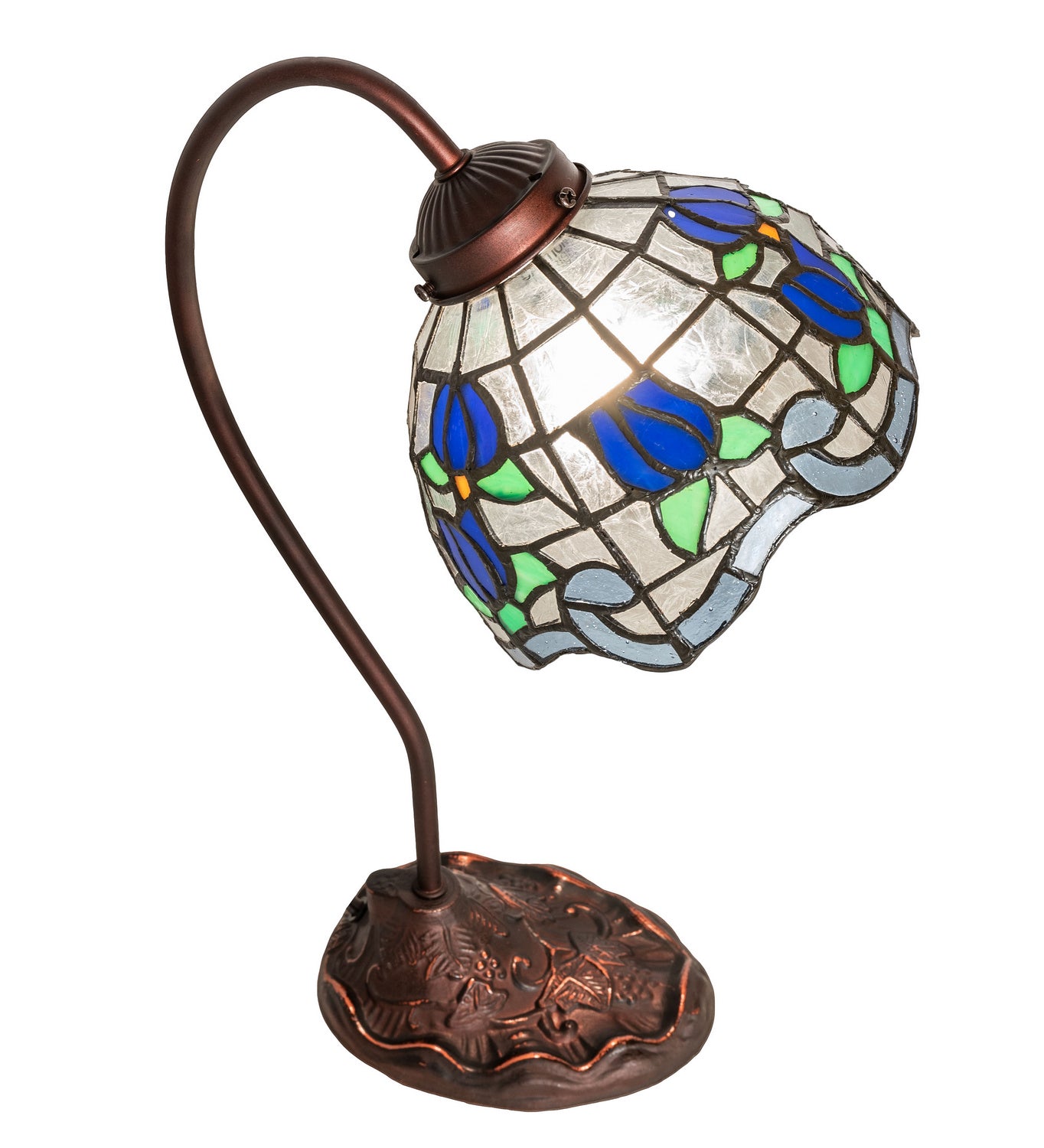 Meyda Tiffany - 247918 - One Light Desk Lamp - Roseborder - Mahogany Bronze