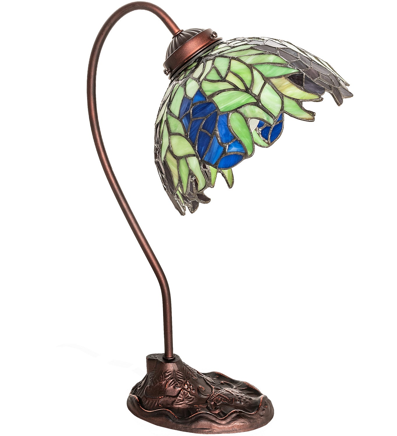 Meyda Tiffany - 247919 - One Light Desk Lamp - Tiffany Honey Locust - Mahogany Bronze