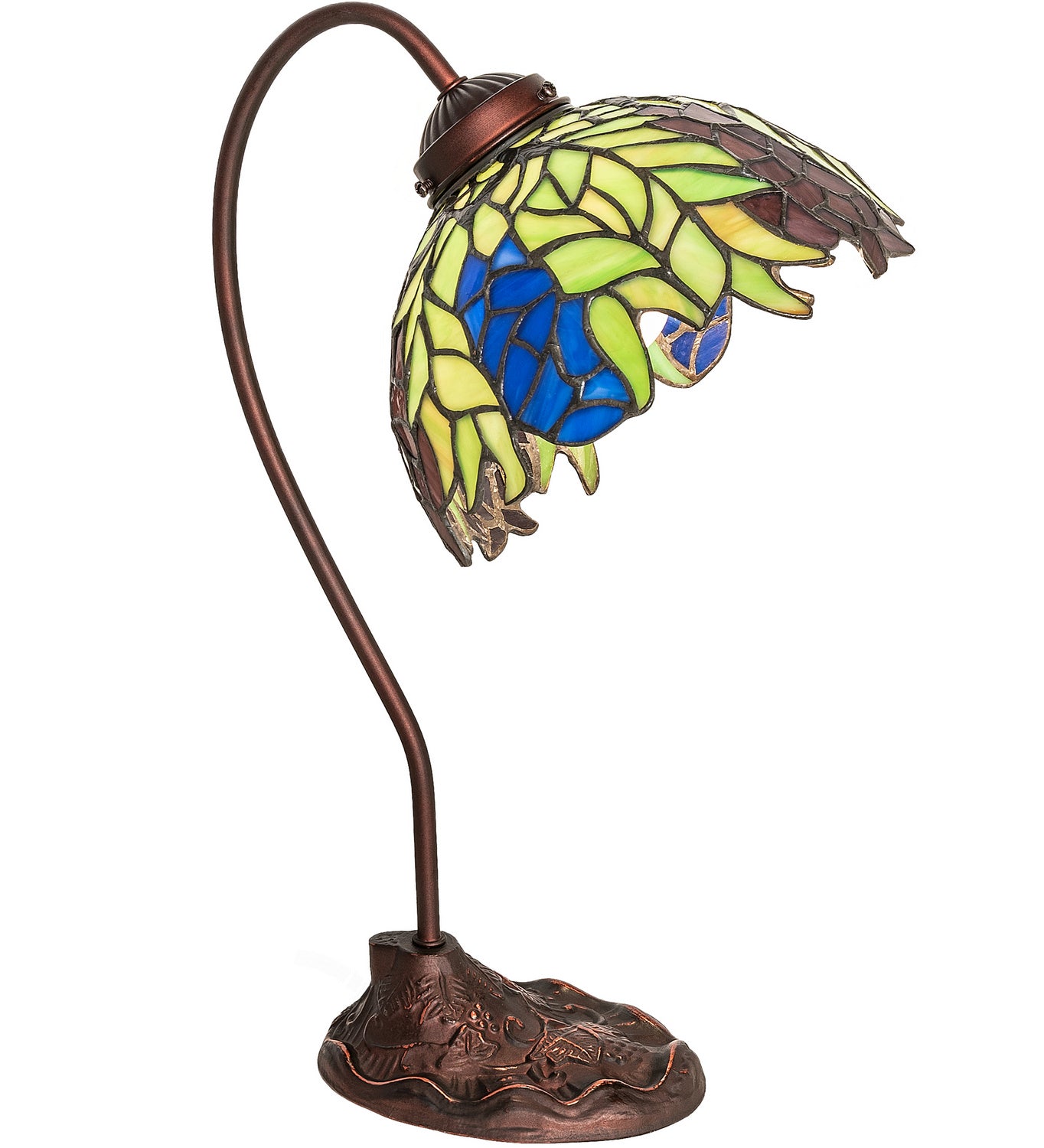 Meyda Tiffany - 247919 - One Light Desk Lamp - Tiffany Honey Locust - Mahogany Bronze