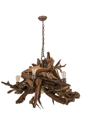 Meyda Tiffany - 248859 - Six Light Chandelier - Driftwood - Natural Wood/Rusty Nail