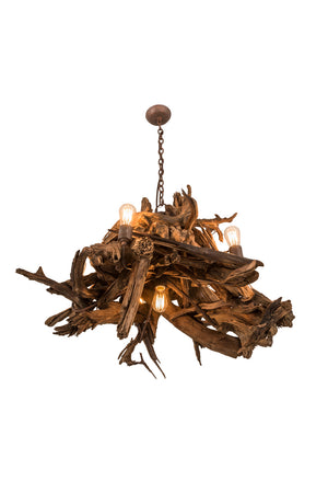 Meyda Tiffany - 248859 - Six Light Chandelier - Driftwood - Natural Wood/Rusty Nail