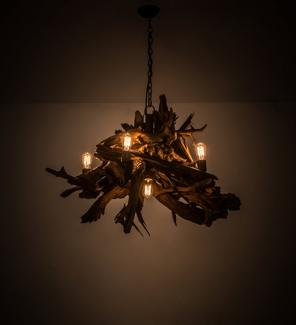 Meyda Tiffany - 248859 - Six Light Chandelier - Driftwood - Natural Wood/Rusty Nail