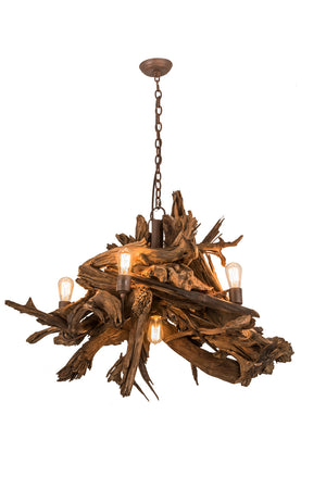 Meyda Tiffany - 248859 - Six Light Chandelier - Driftwood - Natural Wood/Rusty Nail