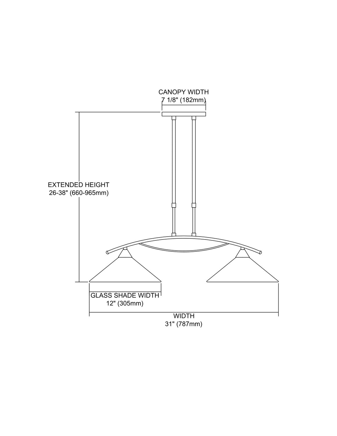 ELK Home - 6501/2 - Two Light Linear Chandelier - Elysburg - Satin Nickel