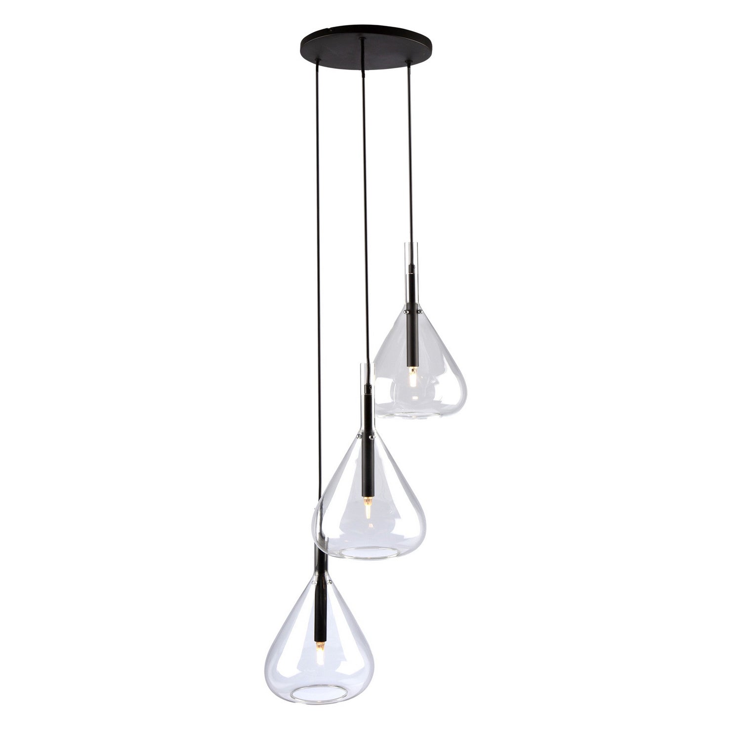 Artcraft - AC11163BK - Three Light Pendant - Conic - Black