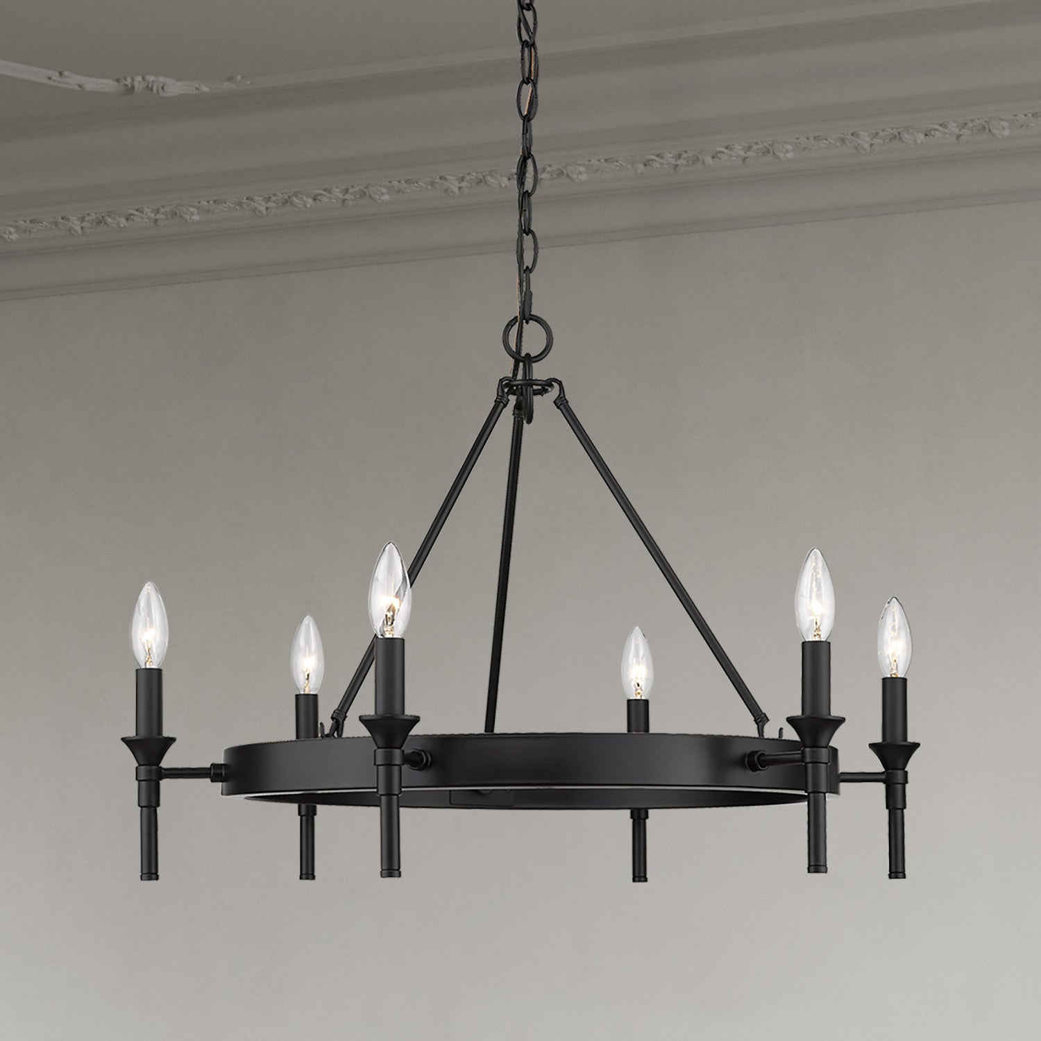 Golden - 1020-6 BLK - Six Light Chandelier - Edinburgh - Matte Black