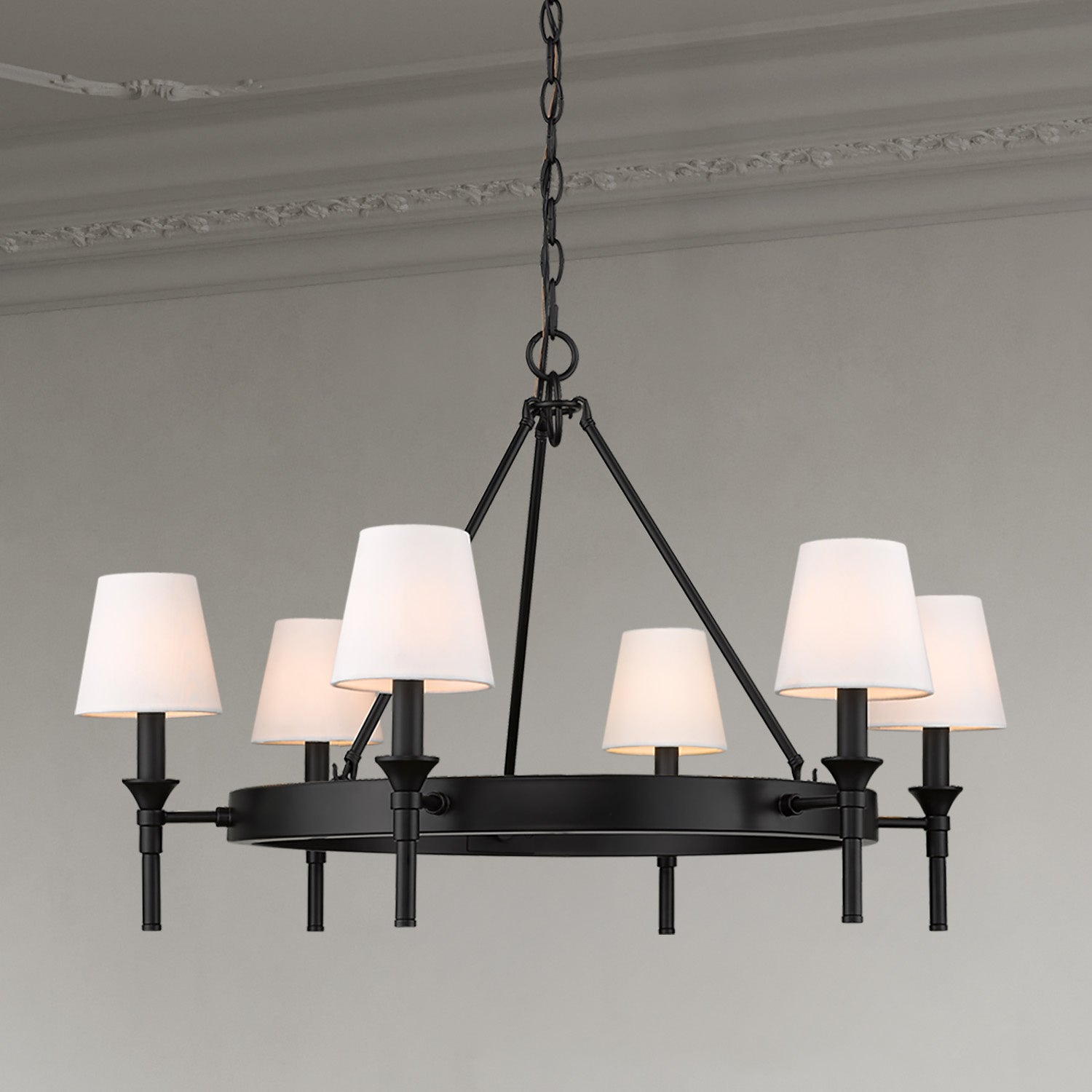 Golden - 1020-6 BLK-MWS - Six Light Chandelier - Edinburgh - Matte Black