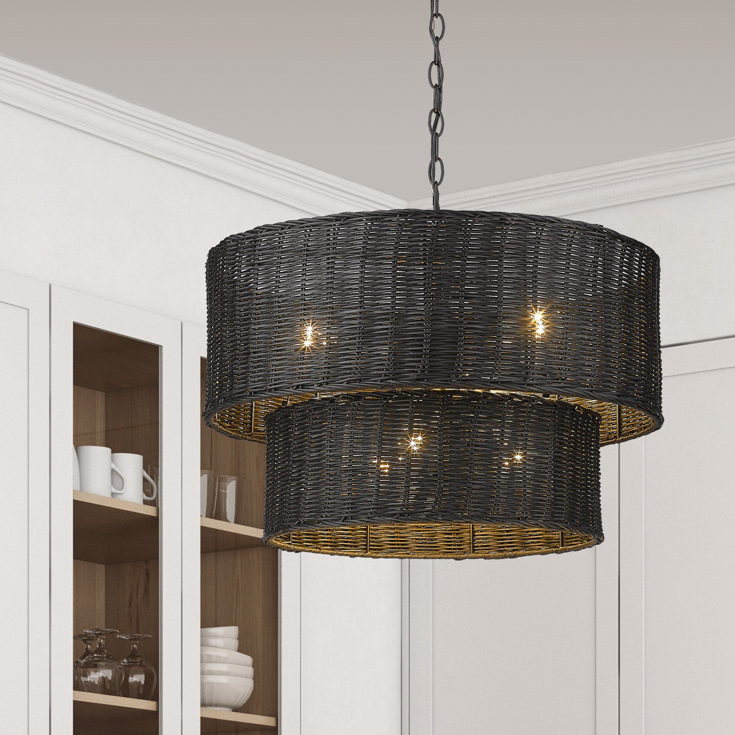 Golden - 1084-6 BLK-BW - Six Light Chandelier - Erma - Matte Black