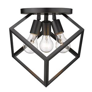 Golden - 2086-3SF BLK - Three Light Semi-Flush Mount - Cassio BLK - Matte Black