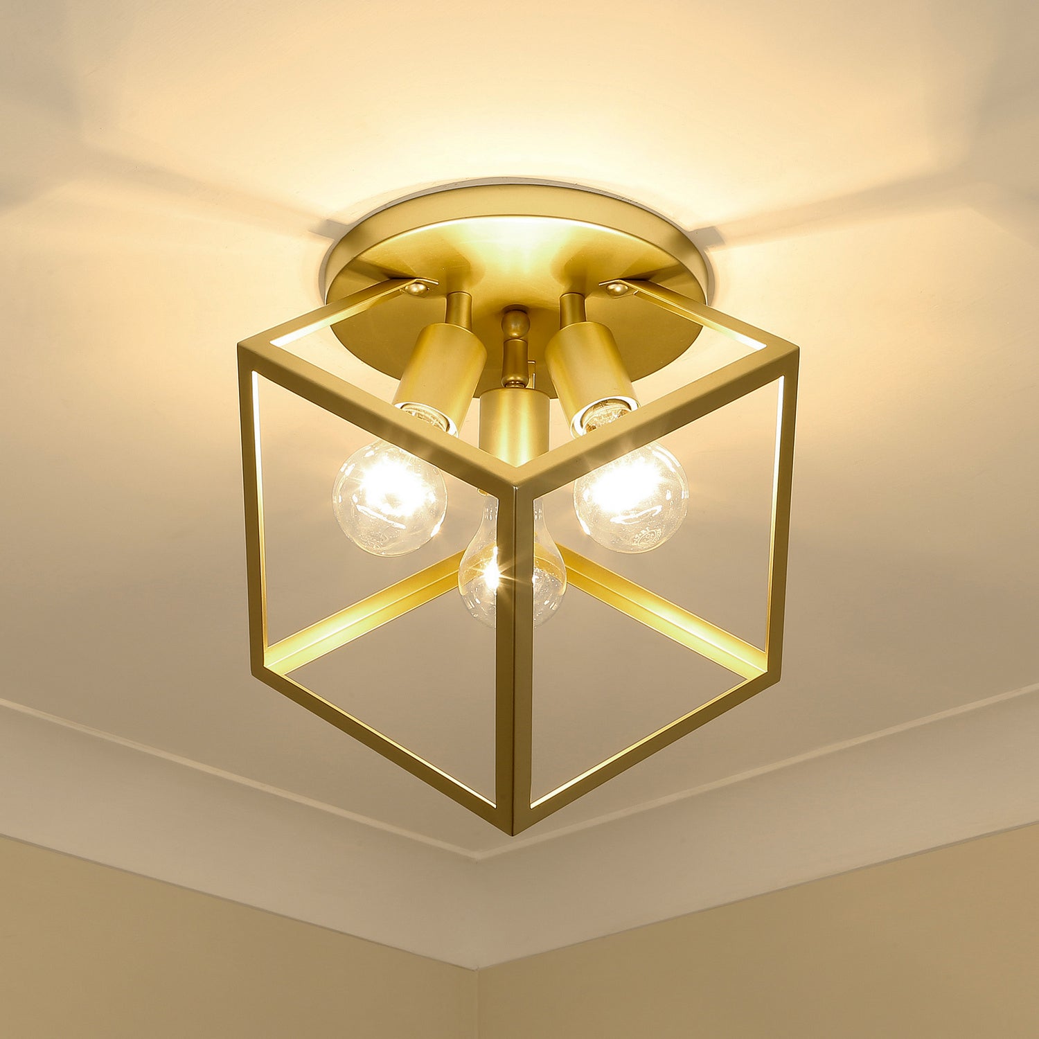 Golden - 2086-3SF OG - Three Light Semi-Flush Mount - Cassio OG - Olympic Gold