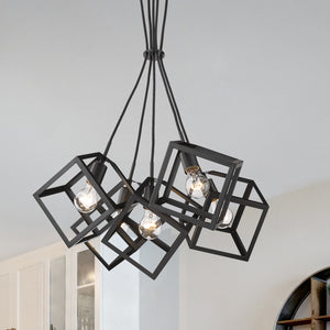 Golden - 2086-5P BLK - Five Light Pendant - Cassio BLK - Matte Black