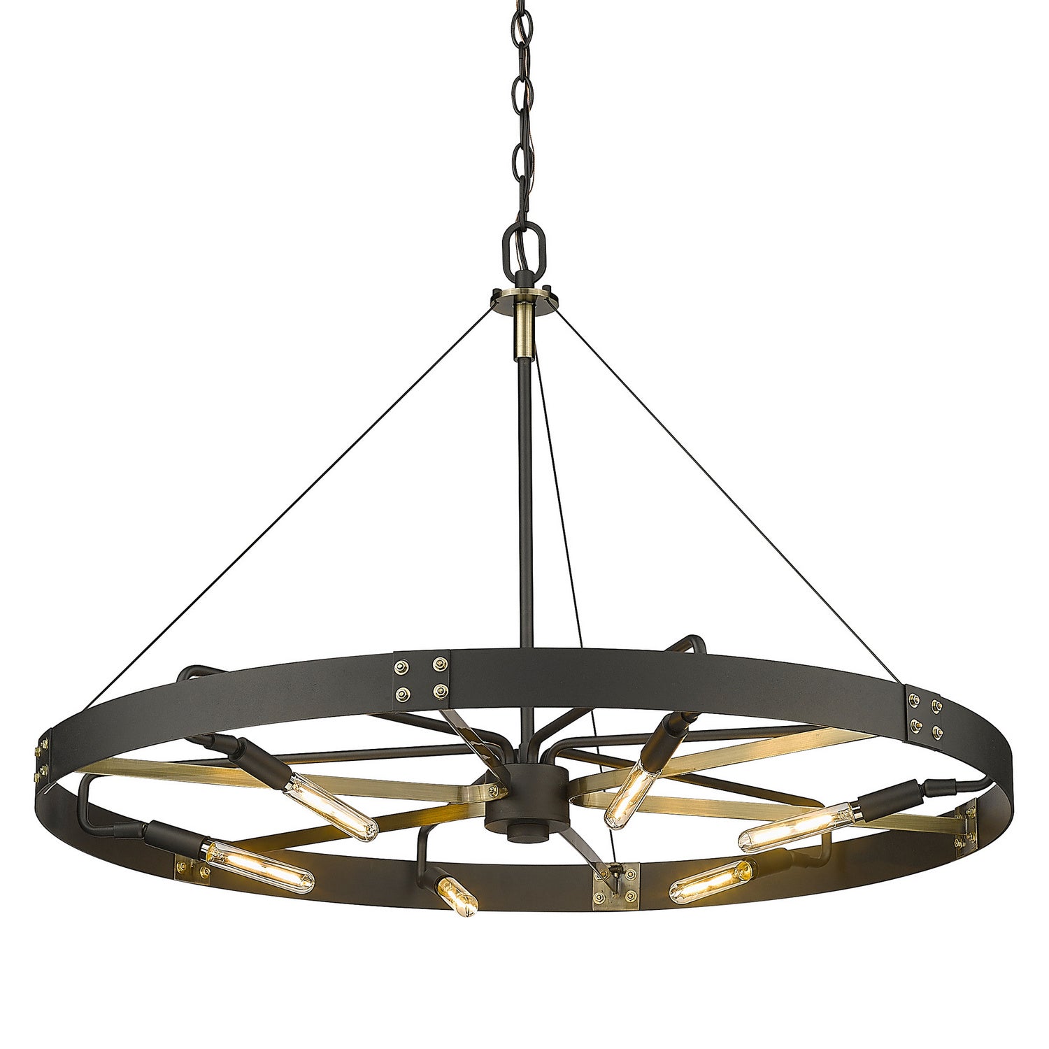 Golden - 3866-L NB-AB - Six Light Pendant - Vaughn - Natural Black