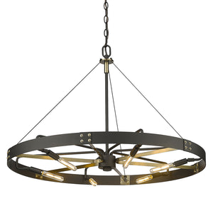 Golden - 3866-L NB-AB - Six Light Pendant - Vaughn - Natural Black