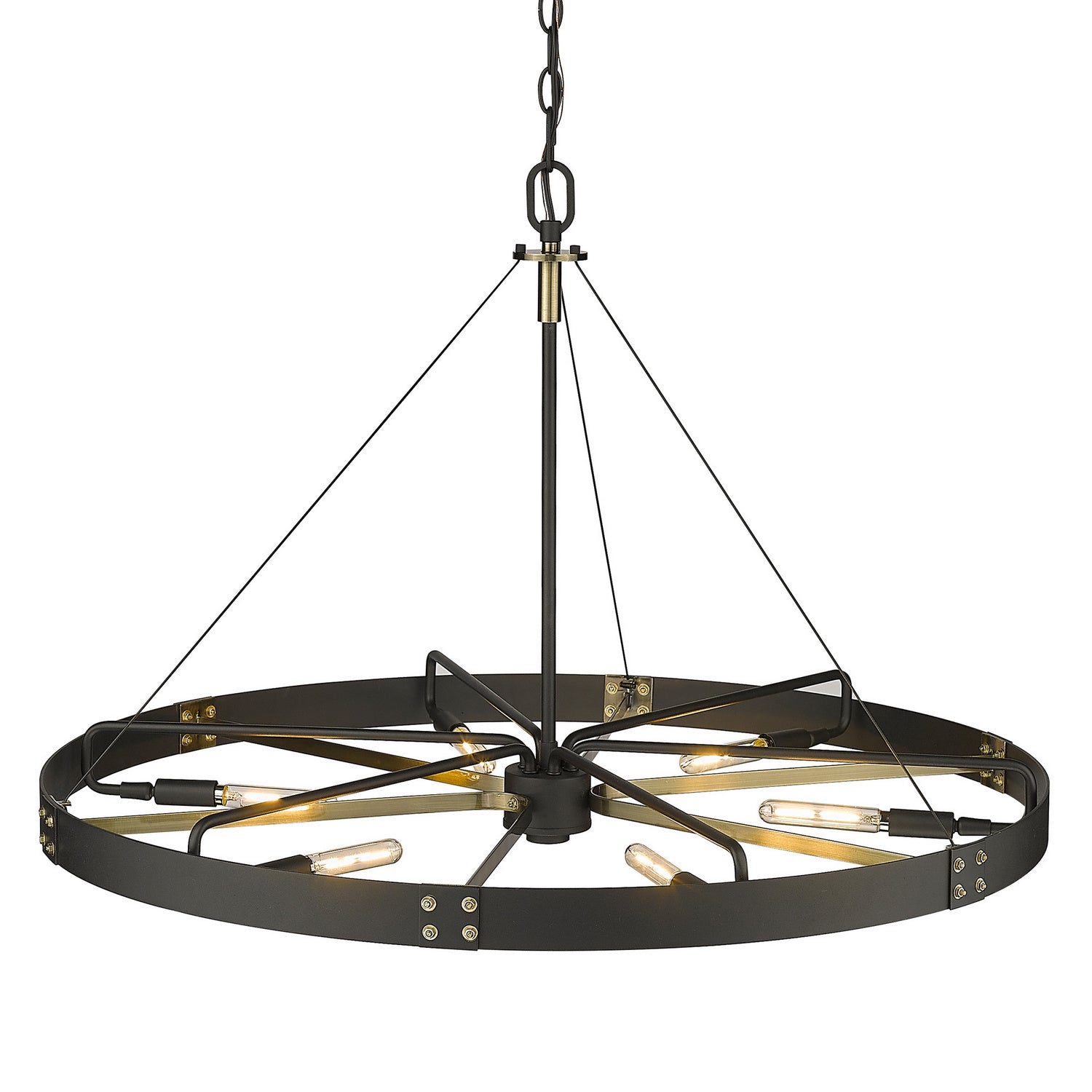 Golden - 3866-L NB-AB - Six Light Pendant - Vaughn - Natural Black