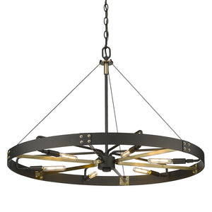 Golden - 3866-L NB-AB - Six Light Pendant - Vaughn - Natural Black