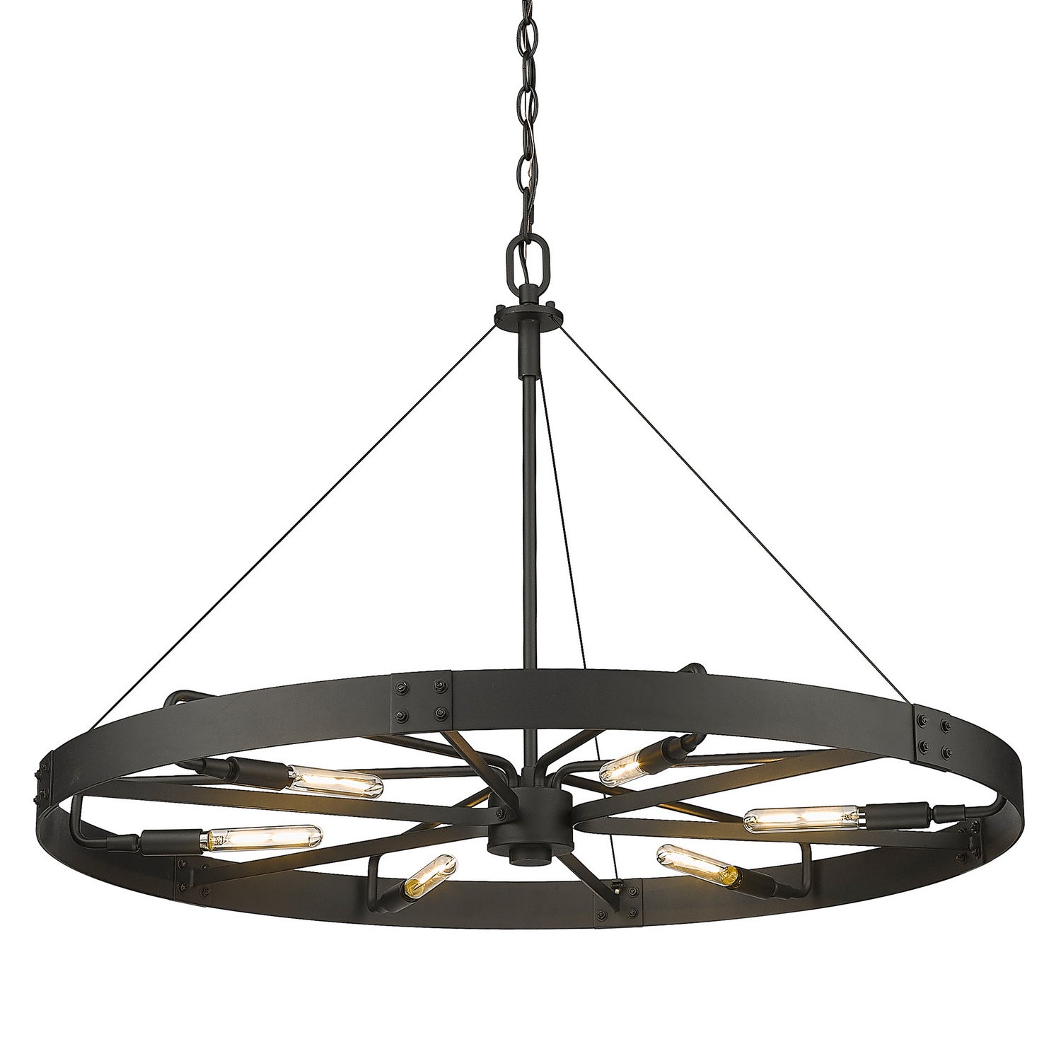 Golden - 3866-L NB-NB - Six Light Pendant - Vaughn - Natural Black