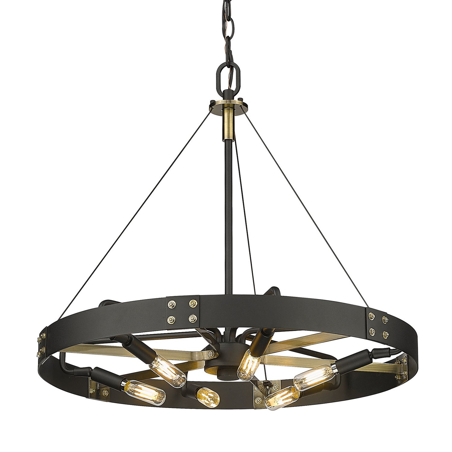 Golden - 3866-M NB-AB - Six Light Pendant - Vaughn - Natural Black