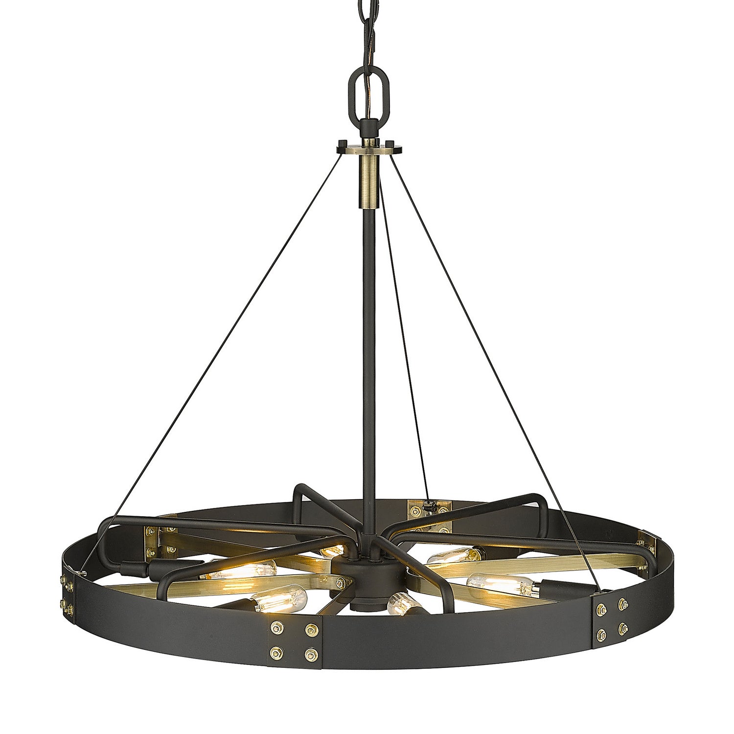 Golden - 3866-M NB-AB - Six Light Pendant - Vaughn - Natural Black