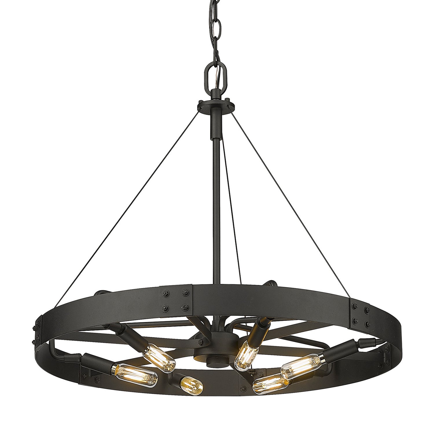 Golden - 3866-M NB-NB - Six Light Pendant - Vaughn - Natural Black