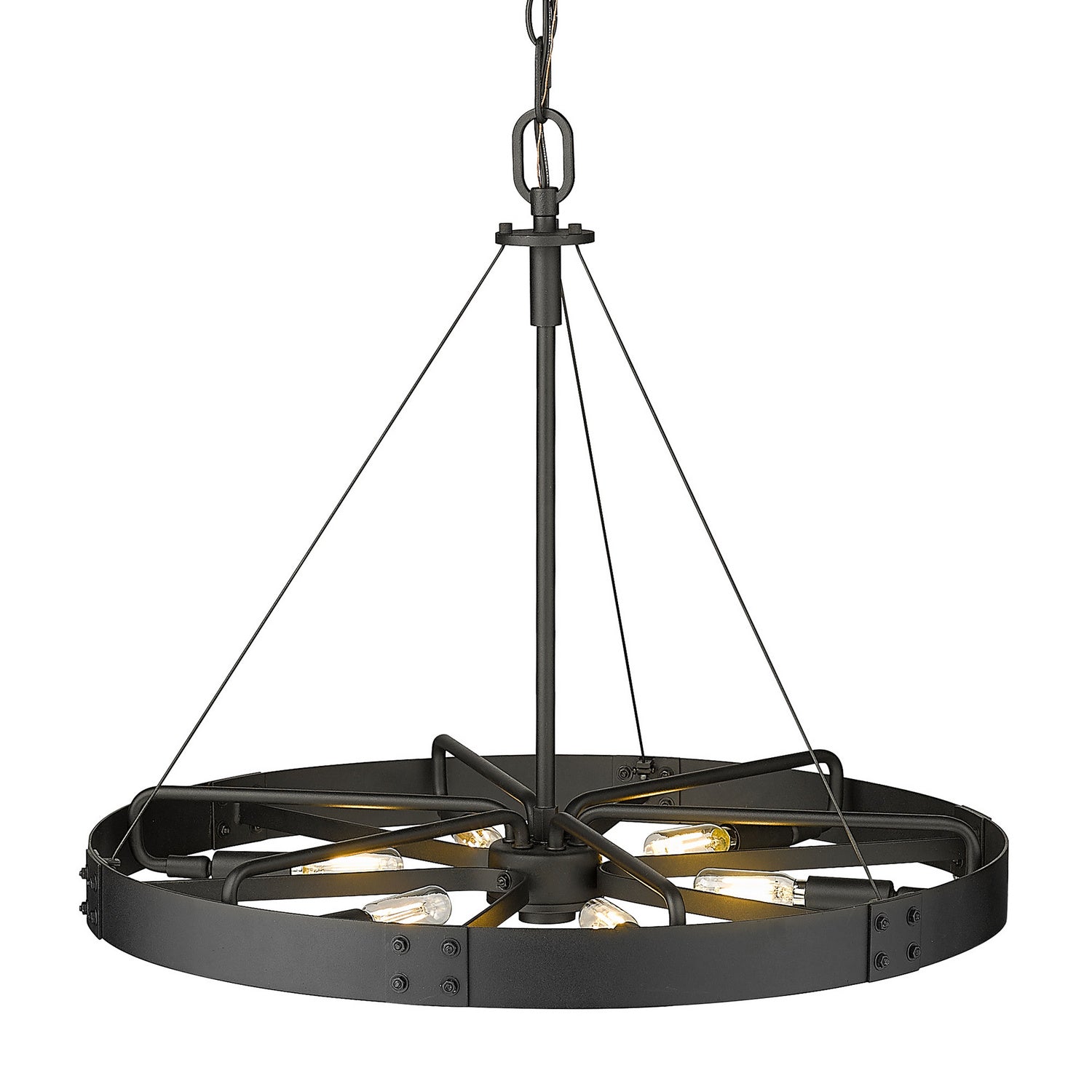 Golden - 3866-M NB-NB - Six Light Pendant - Vaughn - Natural Black