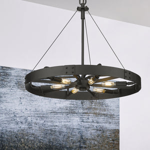 Golden - 3866-M NB-NB - Six Light Pendant - Vaughn - Natural Black