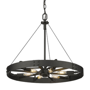 Golden - 3866-M NB-NB - Six Light Pendant - Vaughn - Natural Black