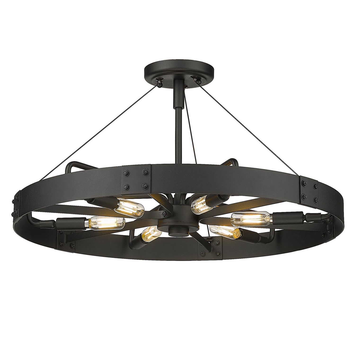 Golden - 3866-MSF NB-NB - Six Light Semi-Flush Mount - Vaughn - Natural Black