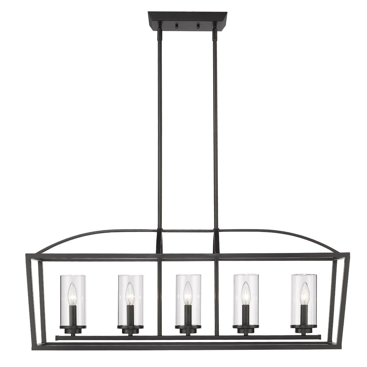 Golden - 4309-LP BLK-BLK-CLR - Five Light Linear Pendant - Mercer - Matte Black