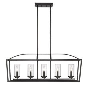 Golden - 4309-LP BLK-BLK-CLR - Five Light Linear Pendant - Mercer - Matte Black