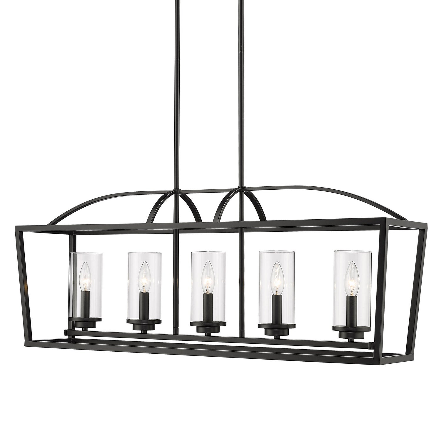 Golden - 4309-LP BLK-BLK-CLR - Five Light Linear Pendant - Mercer - Matte Black