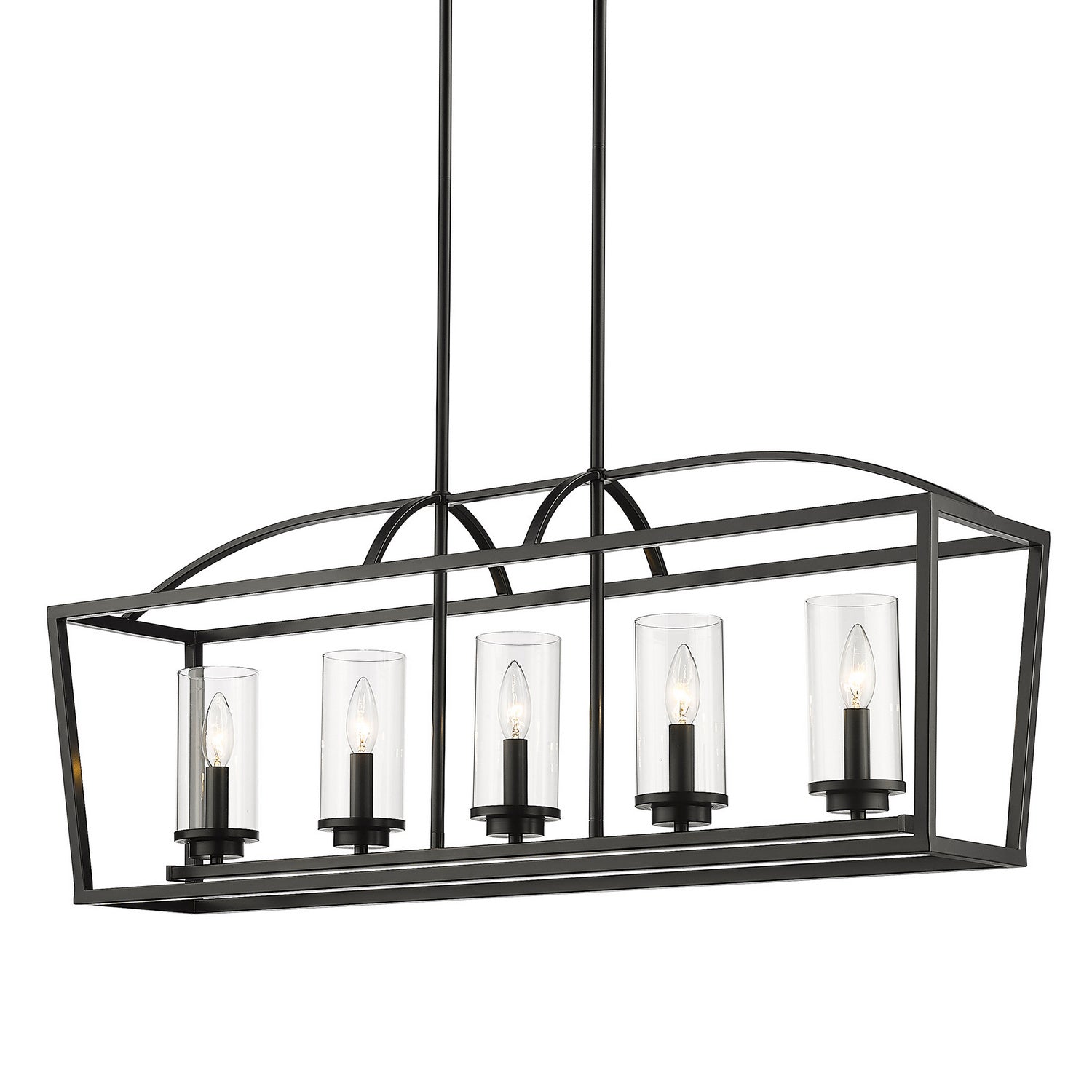 Golden - 4309-LP BLK-BLK-CLR - Five Light Linear Pendant - Mercer - Matte Black