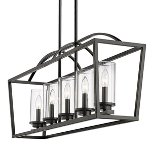 Golden - 4309-LP BLK-BLK-CLR - Five Light Linear Pendant - Mercer - Matte Black