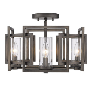 Golden - 6068-FM GMT - Four Light Flush Mount - Marco BLK - Gunmetal Bronze