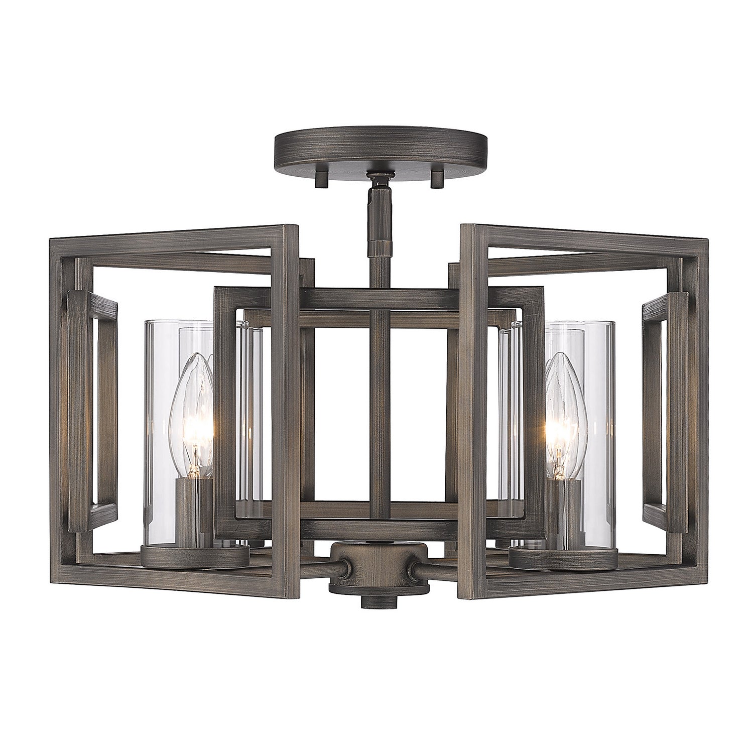 Golden - 6068-FM GMT - Four Light Flush Mount - Marco BLK - Gunmetal Bronze