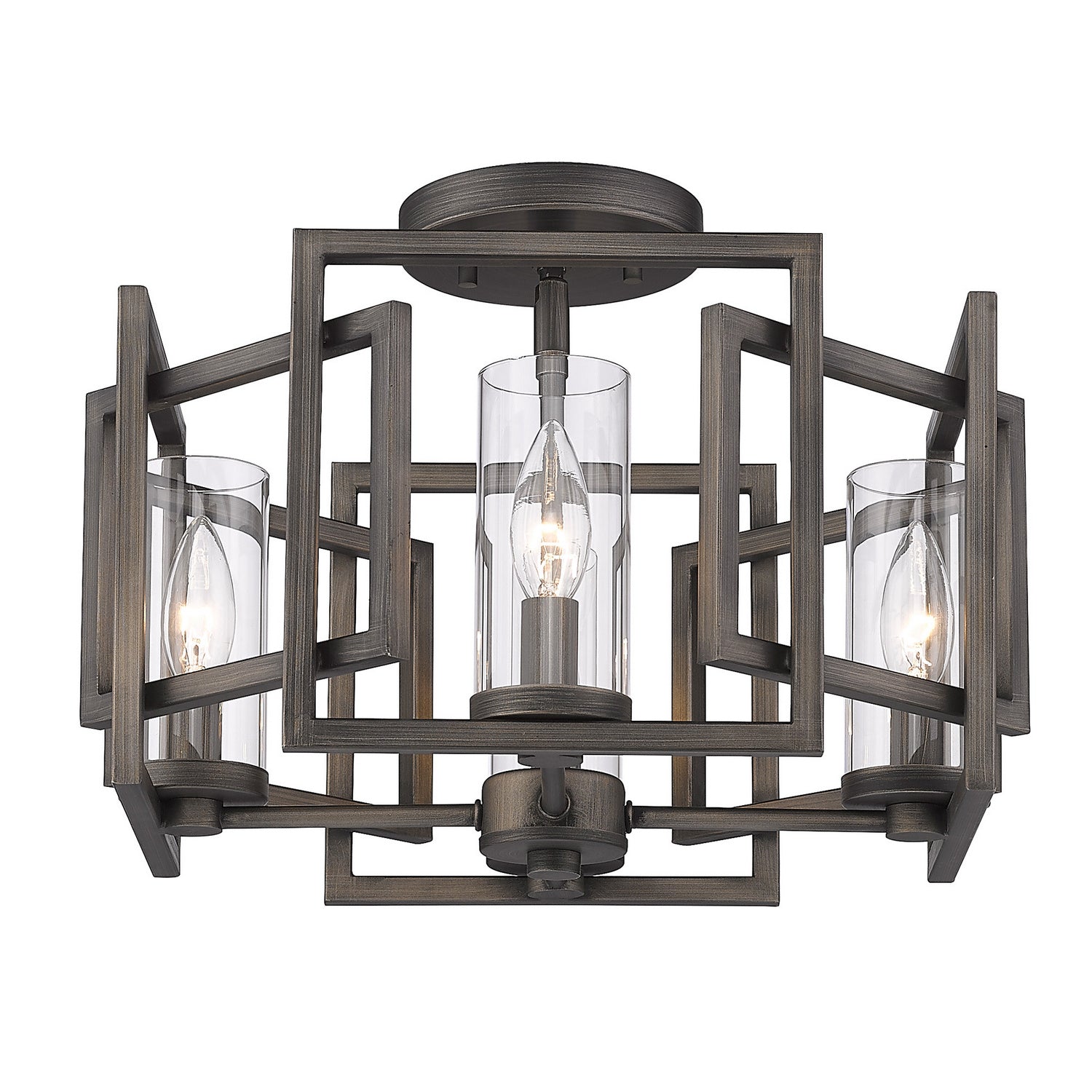 Golden - 6068-FM GMT - Four Light Flush Mount - Marco BLK - Gunmetal Bronze