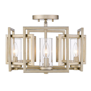 Golden - 6068-FM WG - Four Light Flush Mount - Marco BLK - White Gold