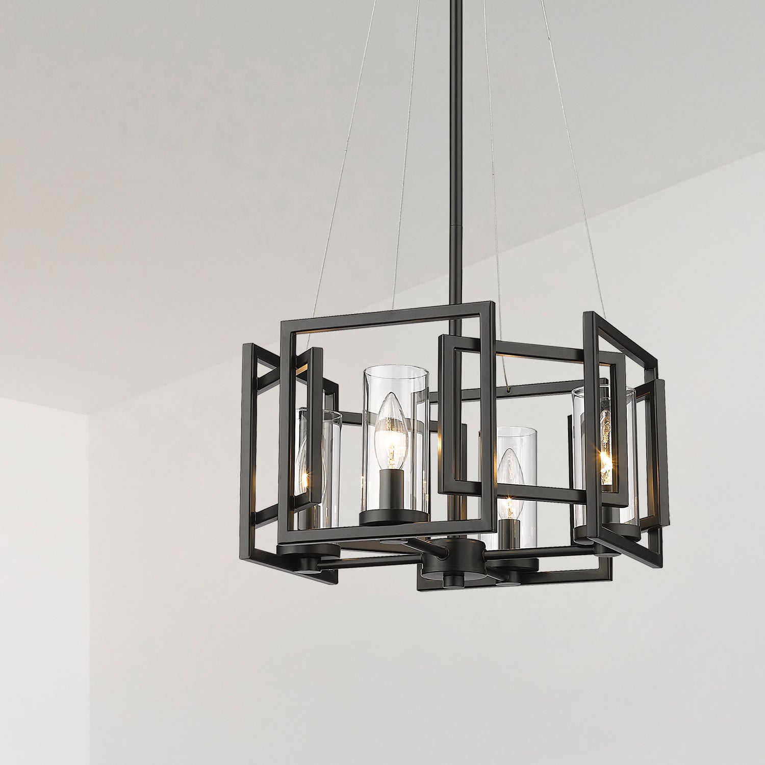 Golden - 6068-SF BLK - Four Light Semi-Flush Mount - Marco BLK - Matte Black