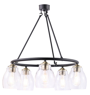 Minka-Lavery - 2435-878 - Five Light Chandelier - Winsley - Coal w/Stained Brass