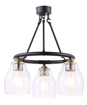 Minka-Lavery - 2437-878 - Three Light Chandelier - Winsley - Coal w/Stained Brass