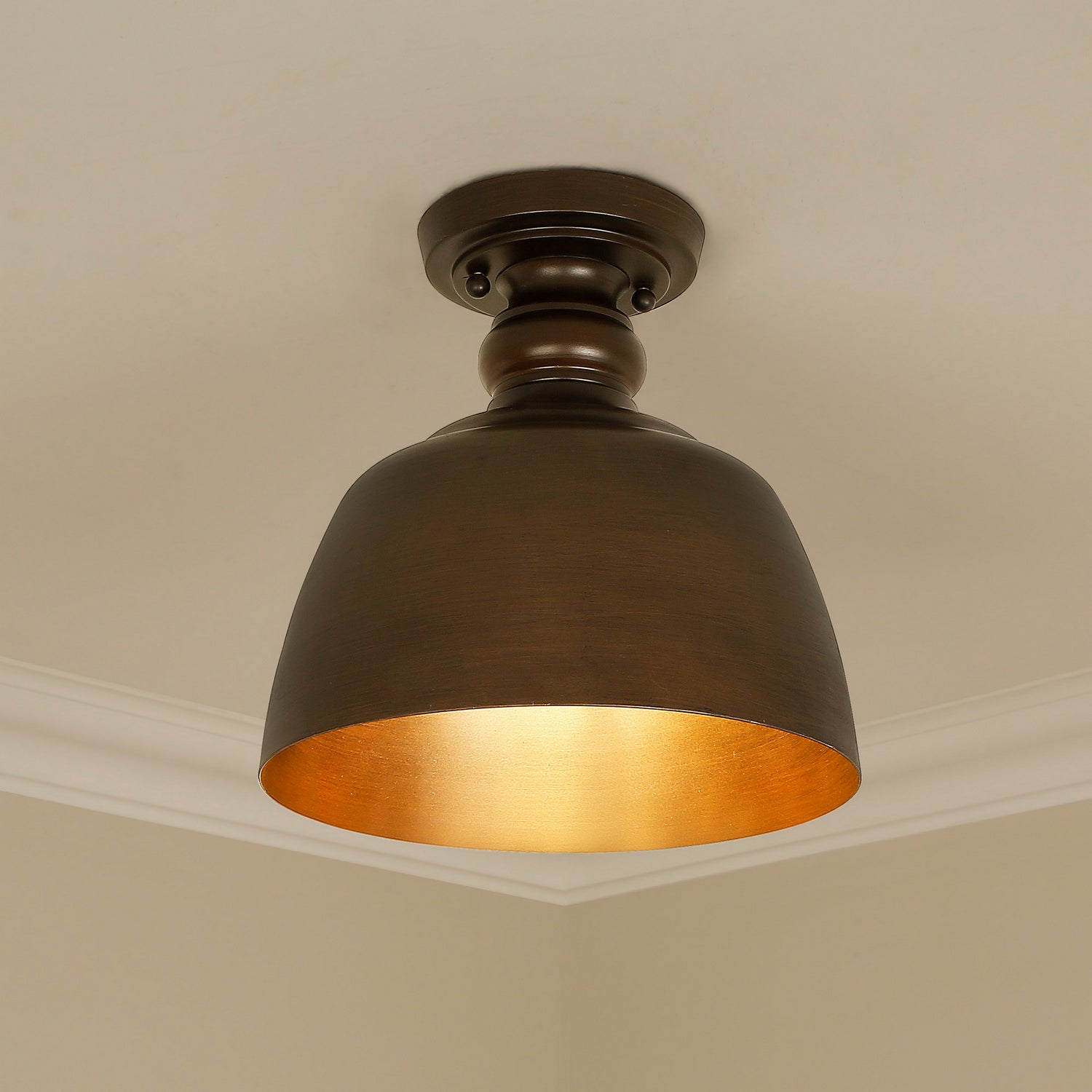 Golden - 0316-FM RBZ - One Light Flush Mount - Holmes - Rubbed Bronze