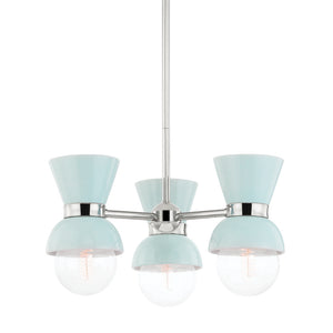 Mitzi - H469603-PN/CRB - Three Light Semi Flush Mount - Gillian - Polished Nickel/Ceramic Gloss Robins Egg Blue