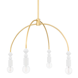 Mitzi - H471804-AGB - Four Light Chandelier - Flora - Aged Brass