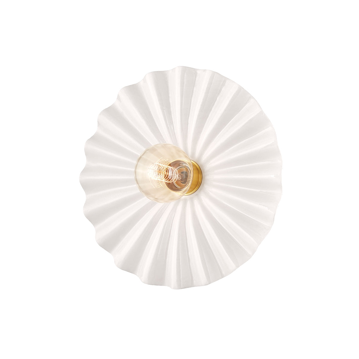 Mitzi - H499101-AGB/CCR - One Light Flush Mount - Tinsley - Aged Brass/Ceramic Gloss Cream