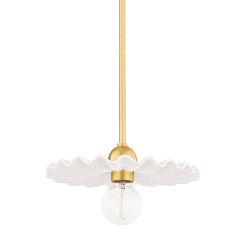 Mitzi - H499701-AGB/CCR - One Light Pendant - Tinsley - Aged Brass/Ceramic Gloss Cream