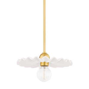 Mitzi - H499701-AGB/CCR - One Light Pendant - Tinsley - Aged Brass/Ceramic Gloss Cream