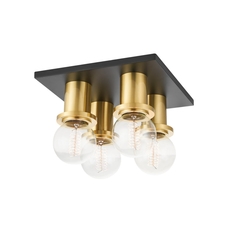 Mitzi - H526504-AGB/SBK - Four Light Flush Mount - Brandi - Aged Brass/Soft Black